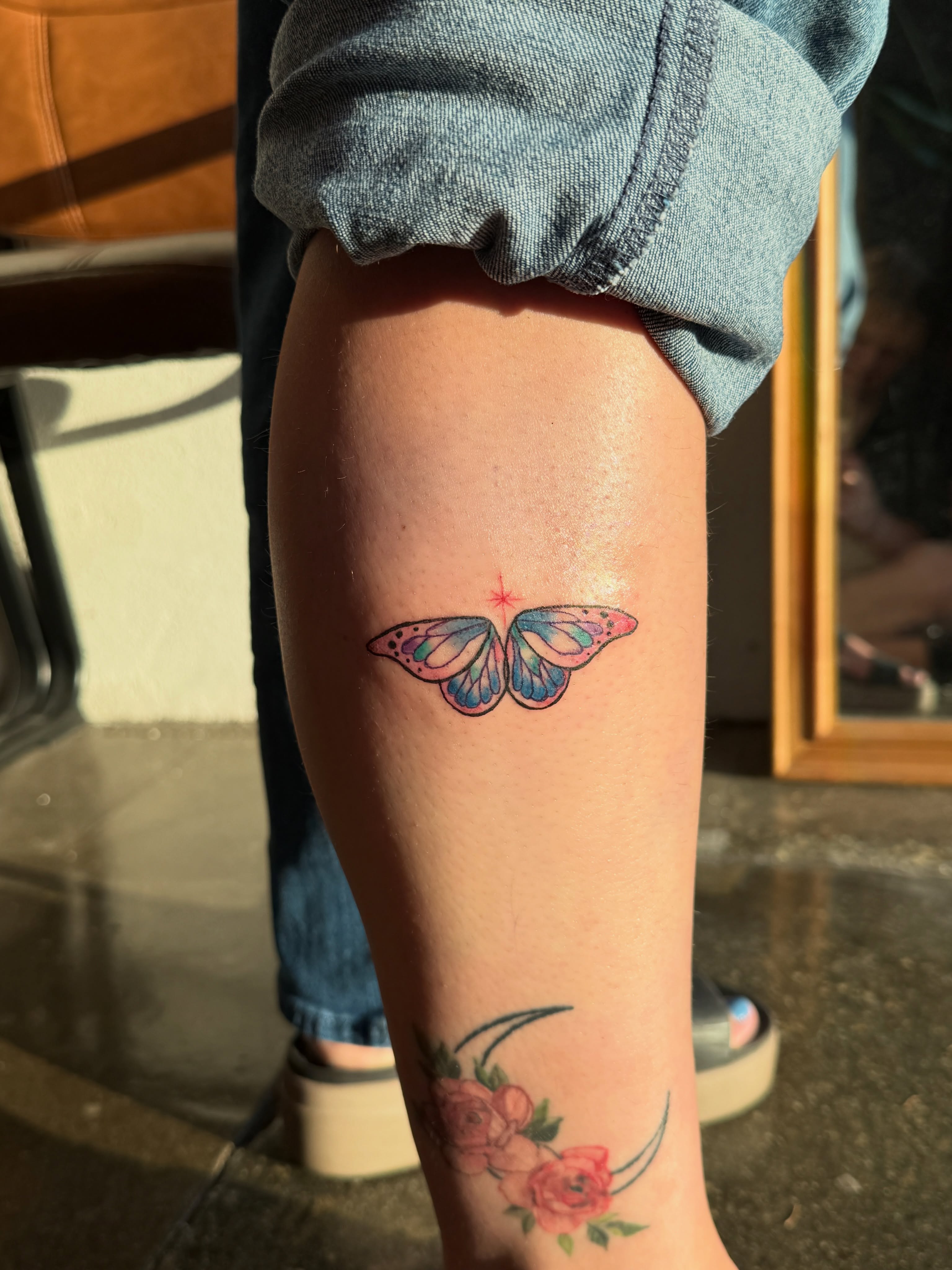 Butterfly new school tattoo on the forearm by nova ♡ˎˊ˗ tattoo apprentice