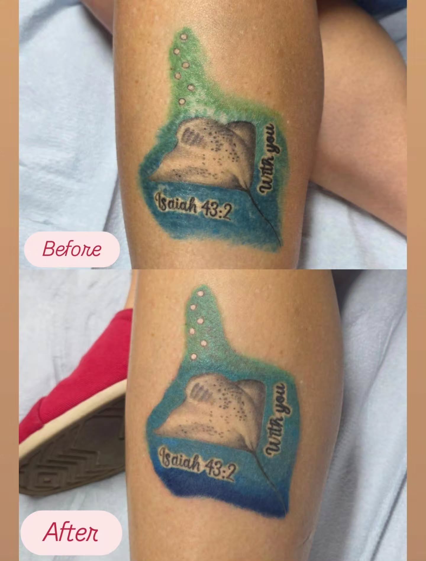 Ray fish dotwork tattoo on the forearm by Jessica Duggan
