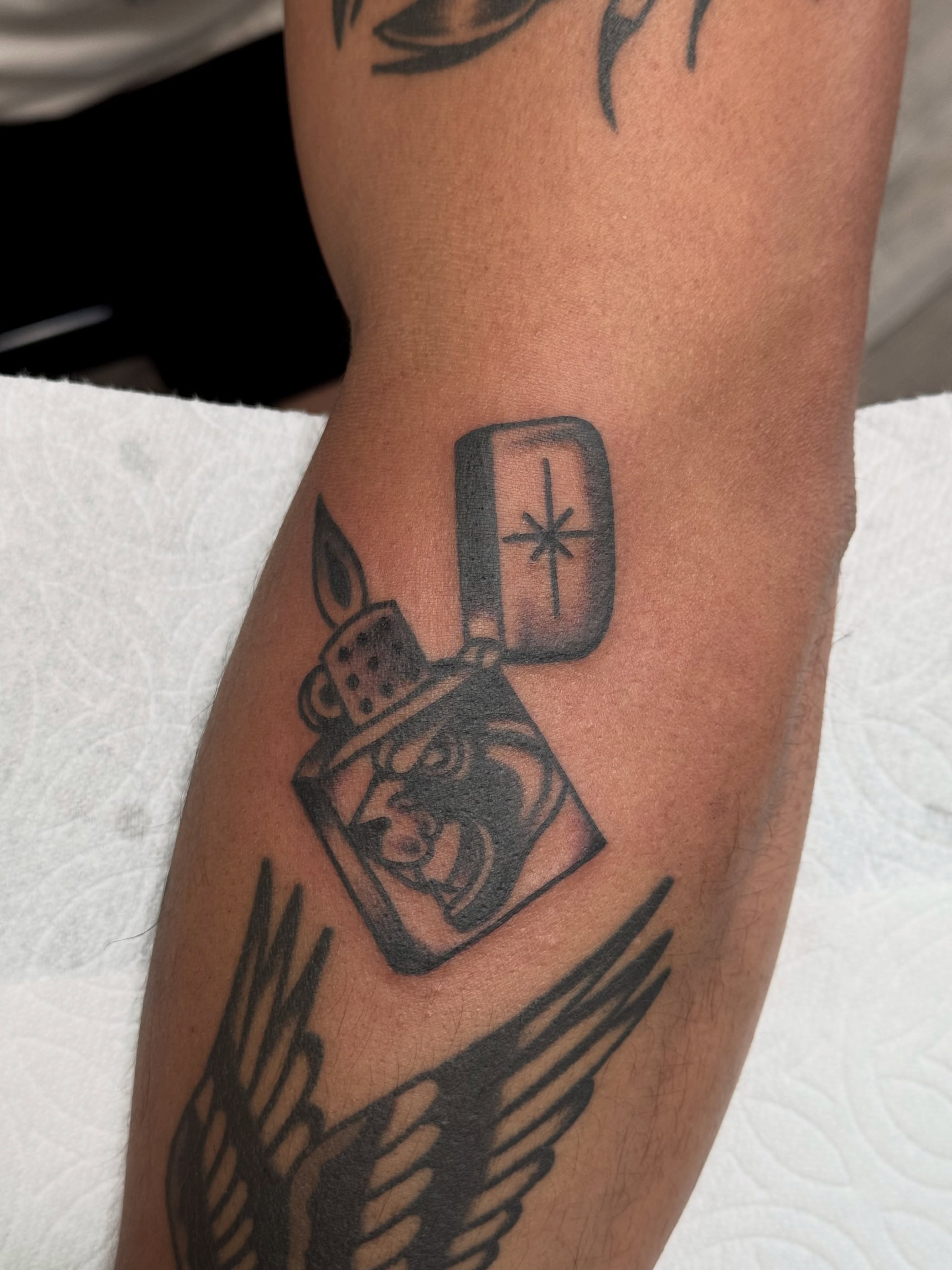 Lighter black and grey tattoo on the forearm by San Diego Tattoo Artist - 𝔍𝔞𝔠𝔬𝔟 𝔓𝔞𝔫𝔦𝔞𝔤𝔲𝔞