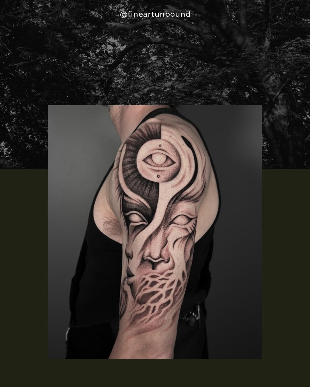 Tattoo by @fineartunbound โ black_and_grey, dotwork