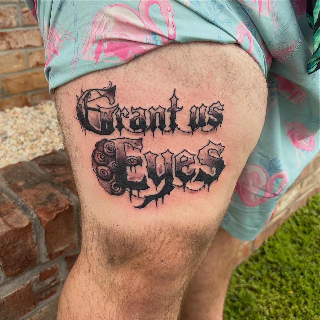Tattoo by @vudu_tattooer — lettering_script, blackwork