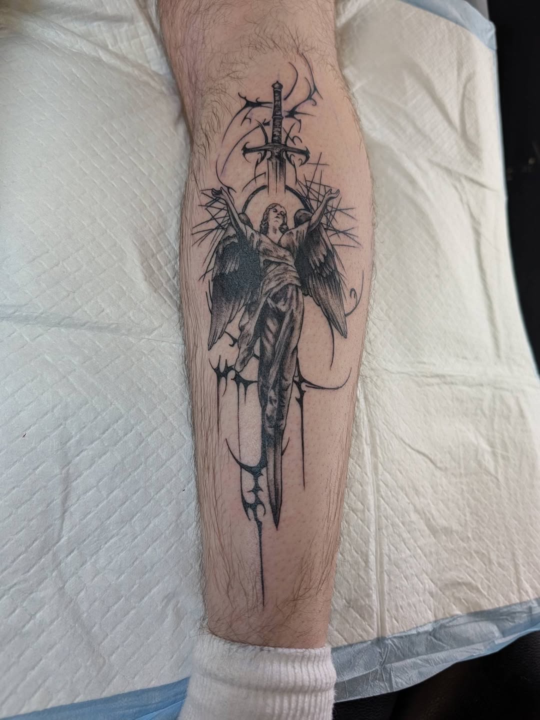 Tattoo by @hearthcreativestudios — black_and_grey, dark_realism