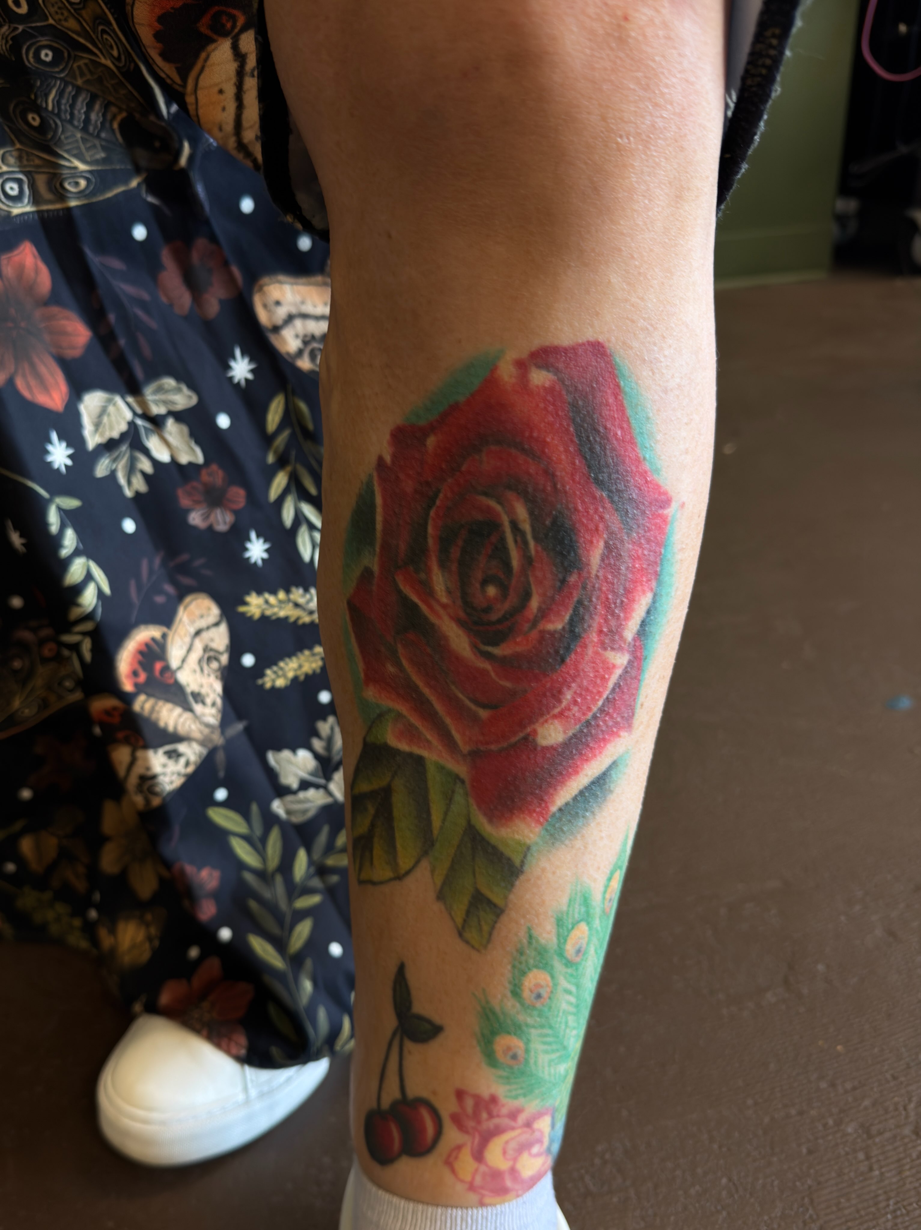 Rose realism tattoo on the forearm by Blake Owens, Nashville, Tennessee