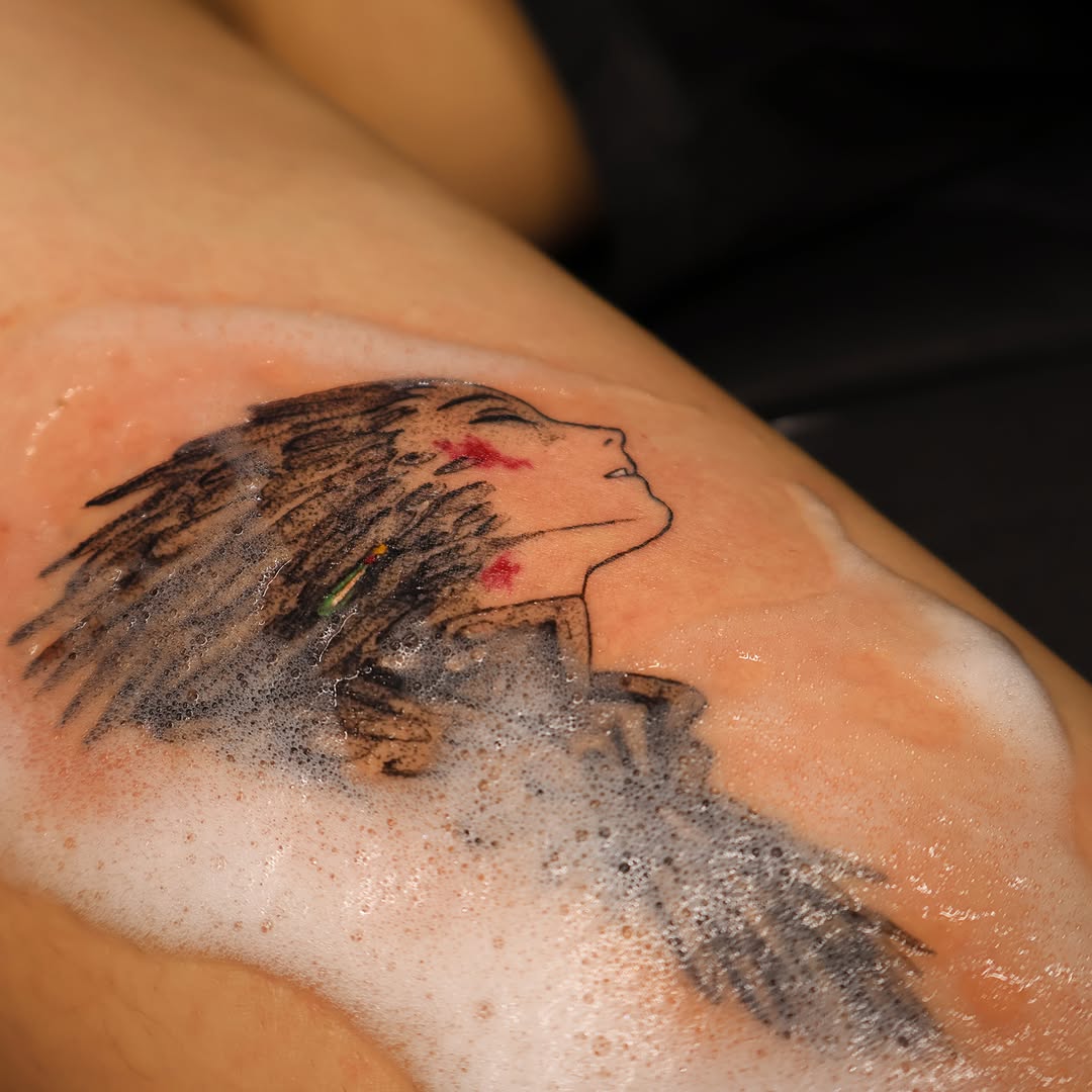 Tattoo by @jojotattooo — illustrative, anime