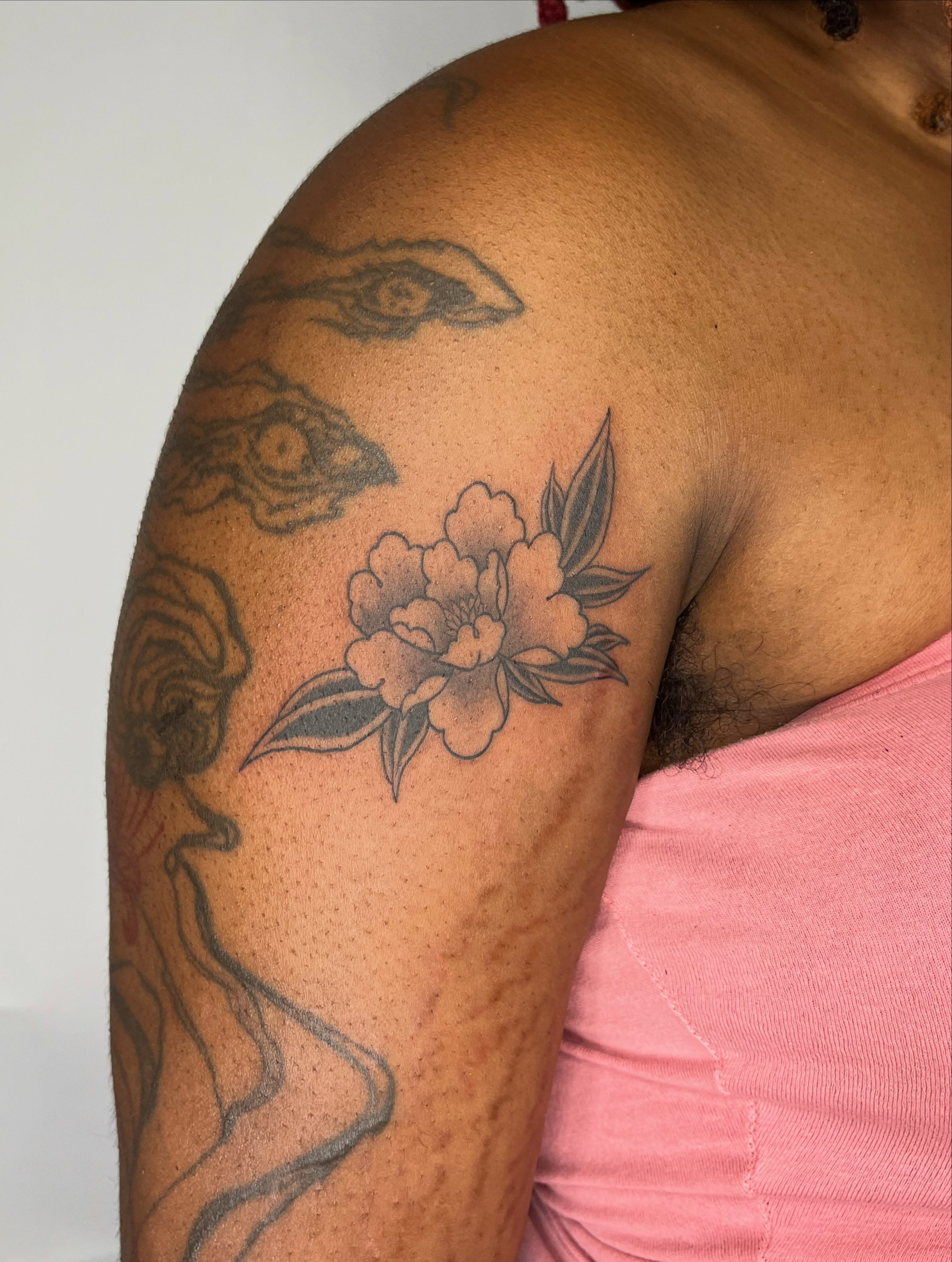 Tattoo by @soupbody — black_and_grey