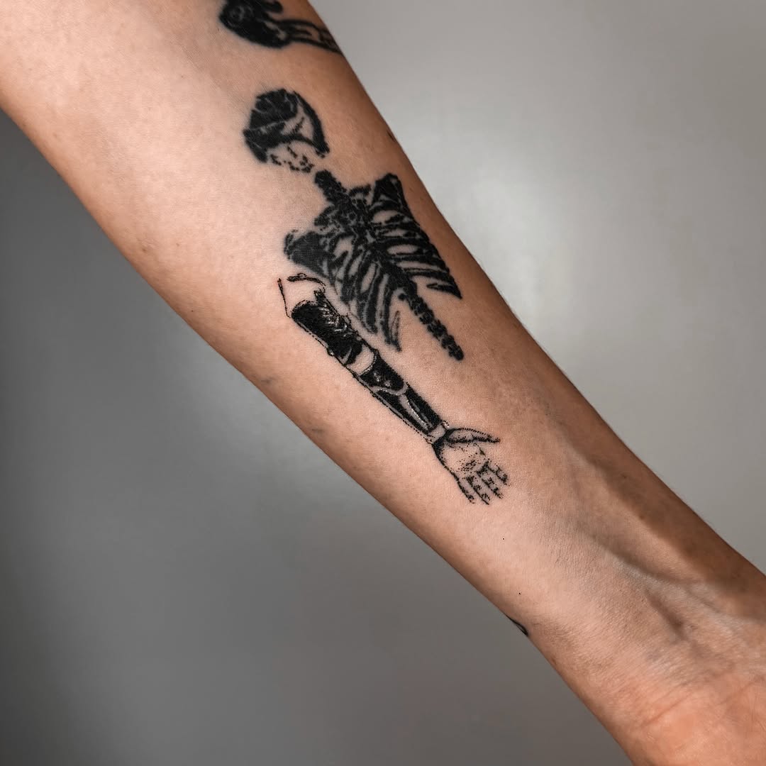 Tattoo by @handpokeforever — black_and_grey