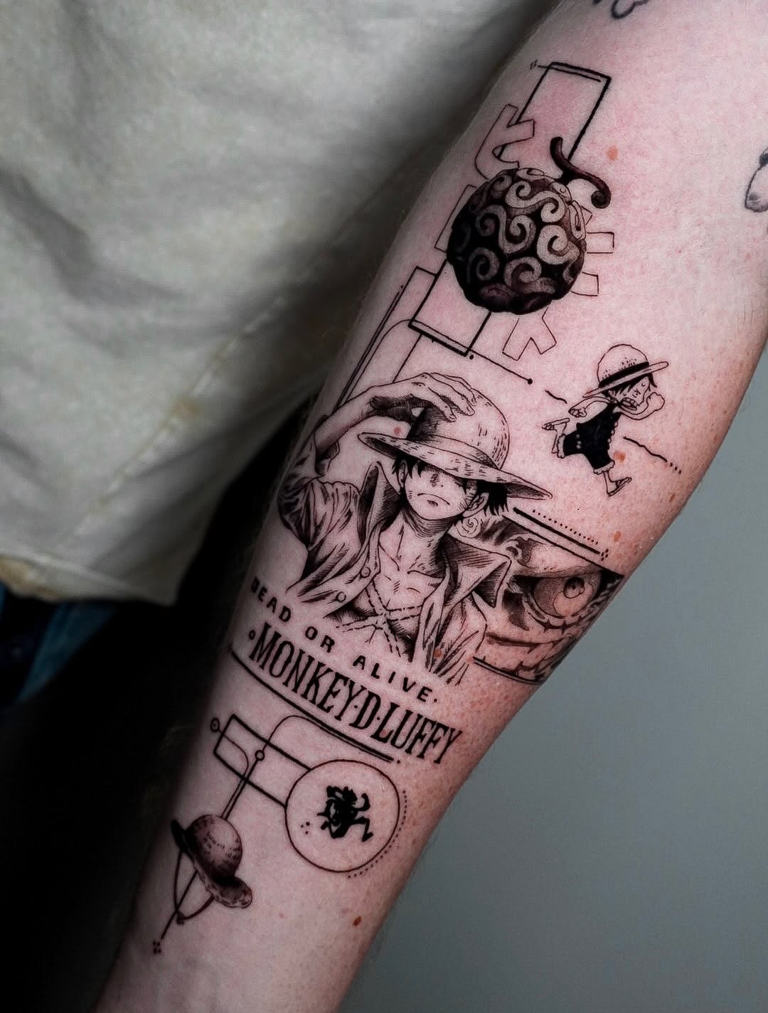 Tattoo by @moitattoo — anime, black_and_grey