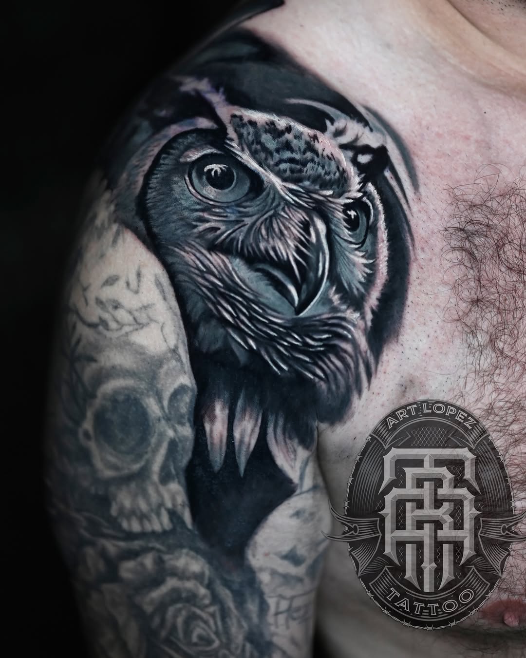 Tattoo by @artlopeztattoo — realism, black_and_grey