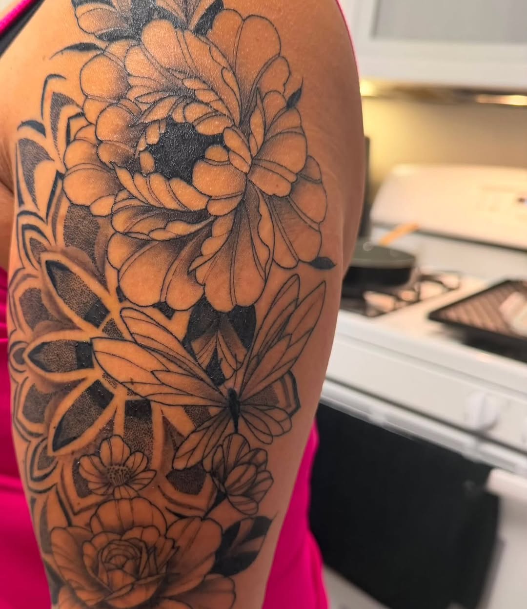 Tattoo by @faith_tat2 — black_and_grey, dotwork