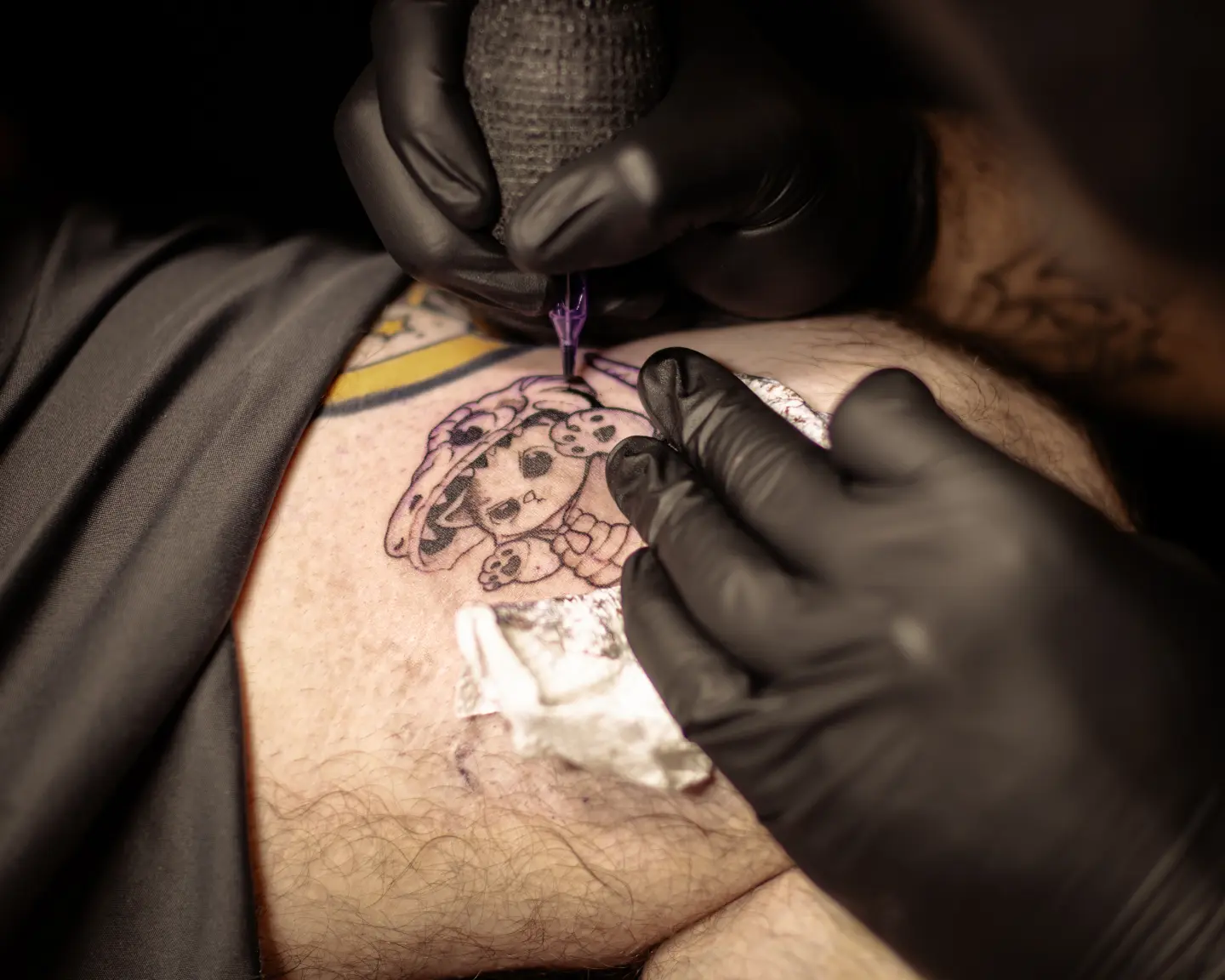 Cookie monster American traditional tattoo on the chest by ๐๐๐