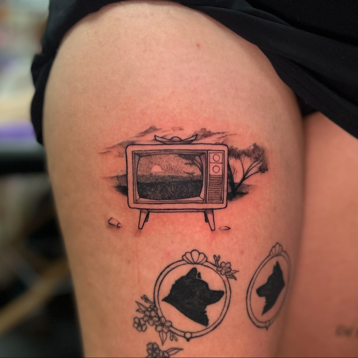 Tattoo by @crownandcrowtattoo — black_and_grey