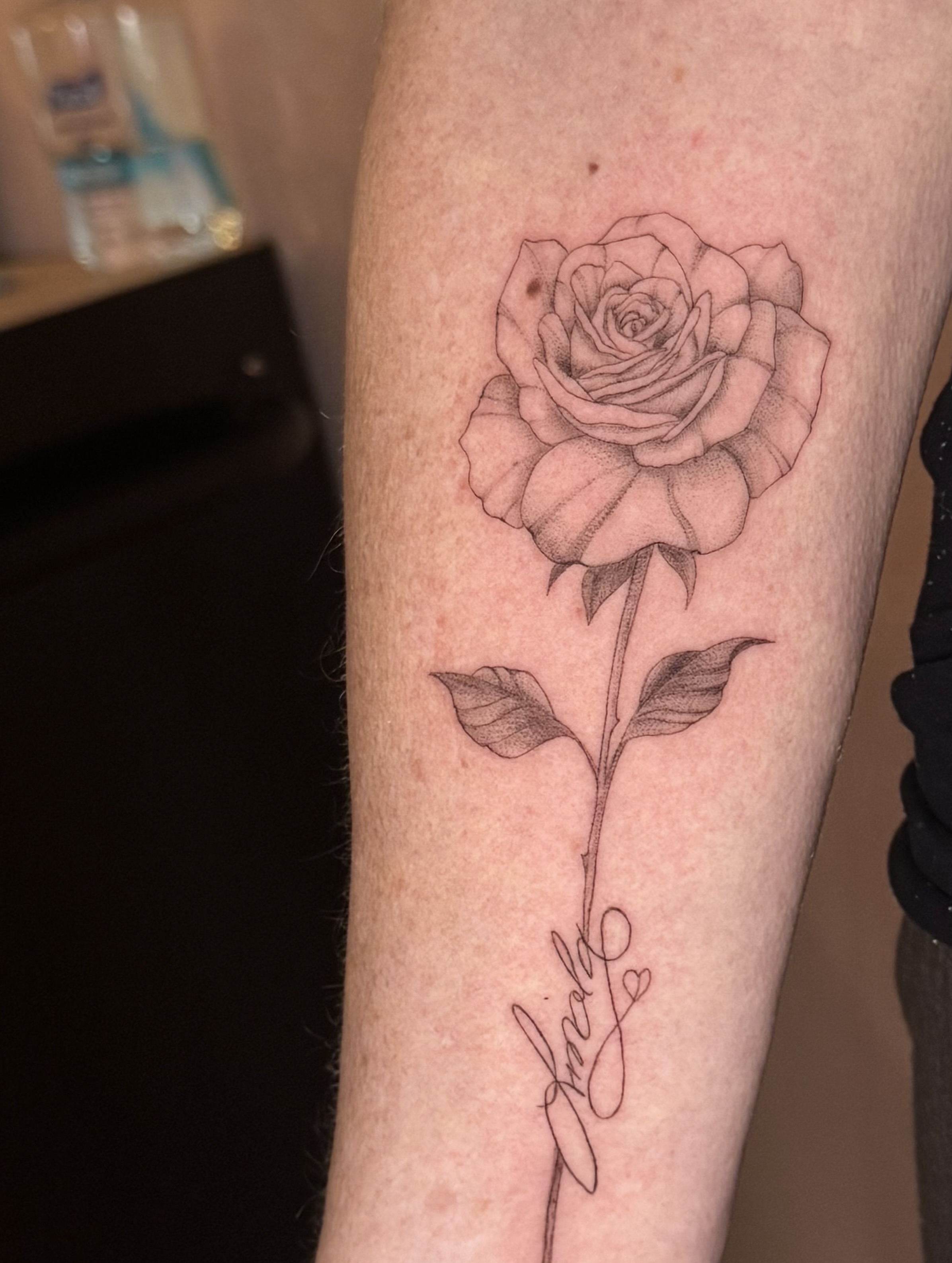 Tattoo by @alenanebotattoos — fine_line, lettering_script