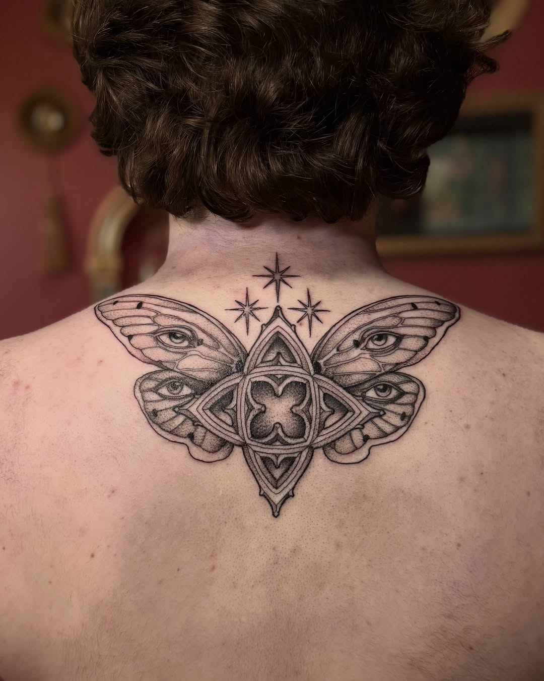 Tattoo by @racheltruskotattoos — dotwork, black_and_grey