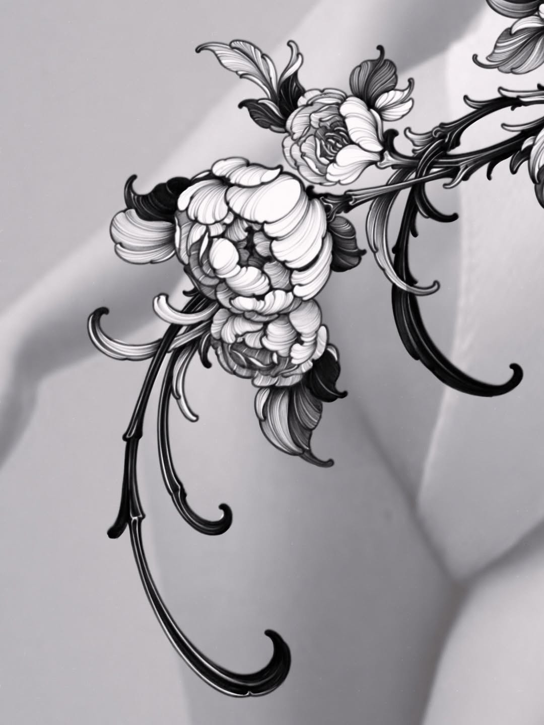 Tattoo by @siio_ink — black_and_grey, ornamental