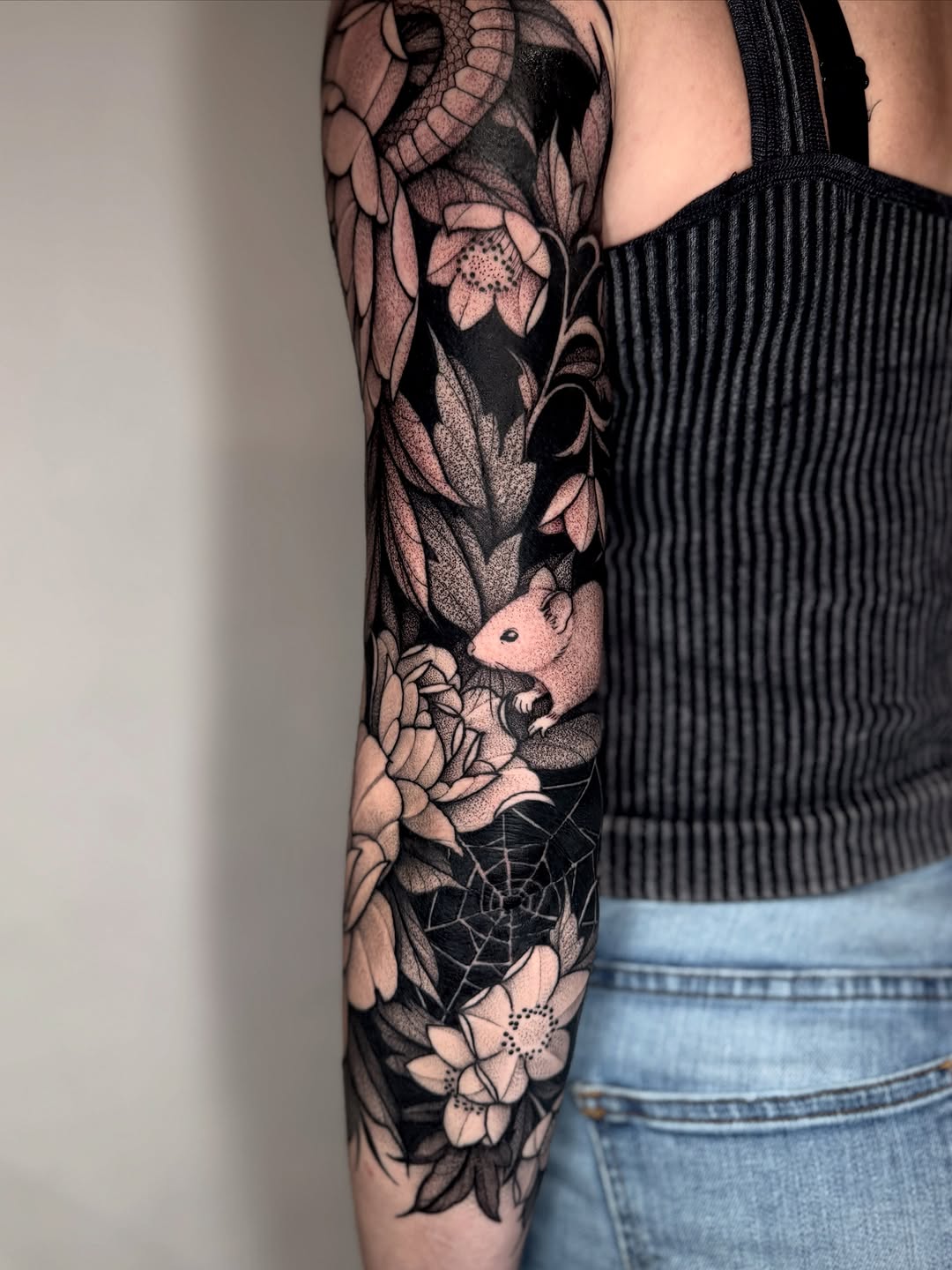 Tattoo by @laurenlilliantattoo — black_and_grey, dotwork