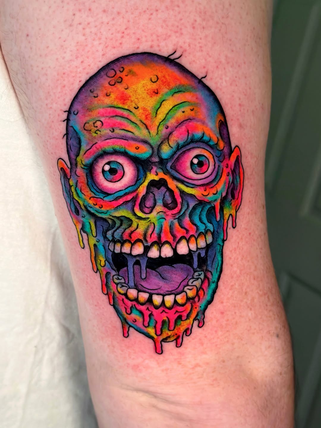 Tattoo by @randyconnertattoo — new_school, trash_polka