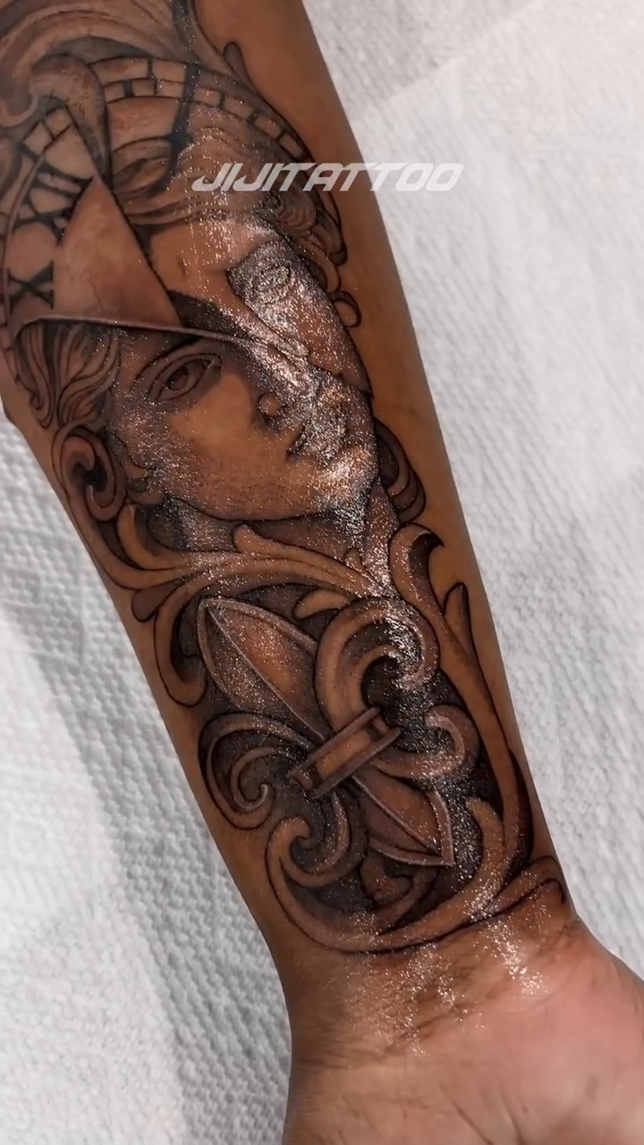 Tattoo by @jijitattoo — black_and_grey, realism