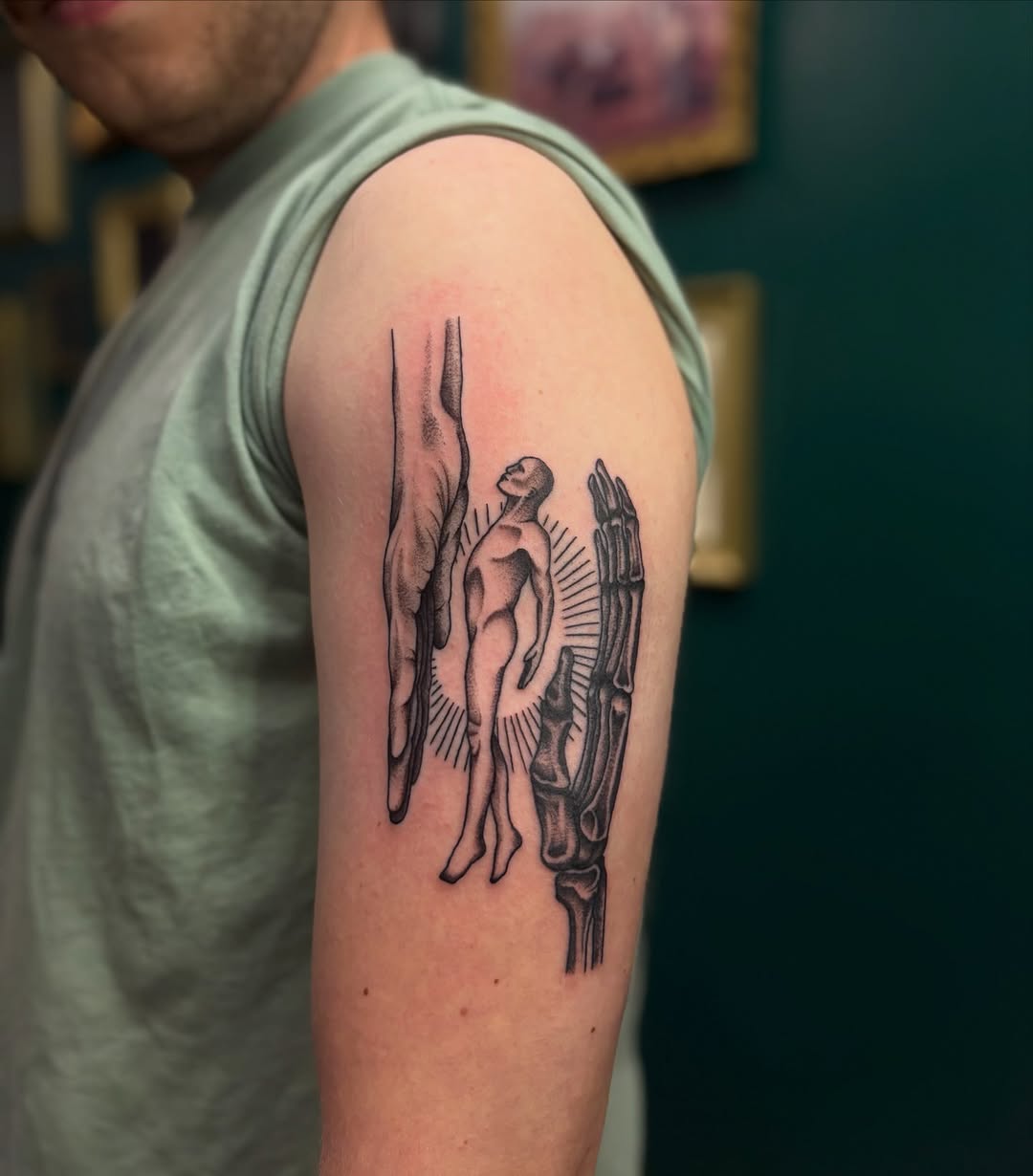 Tattoo by @artbyjessieb — black_and_grey, illustrative