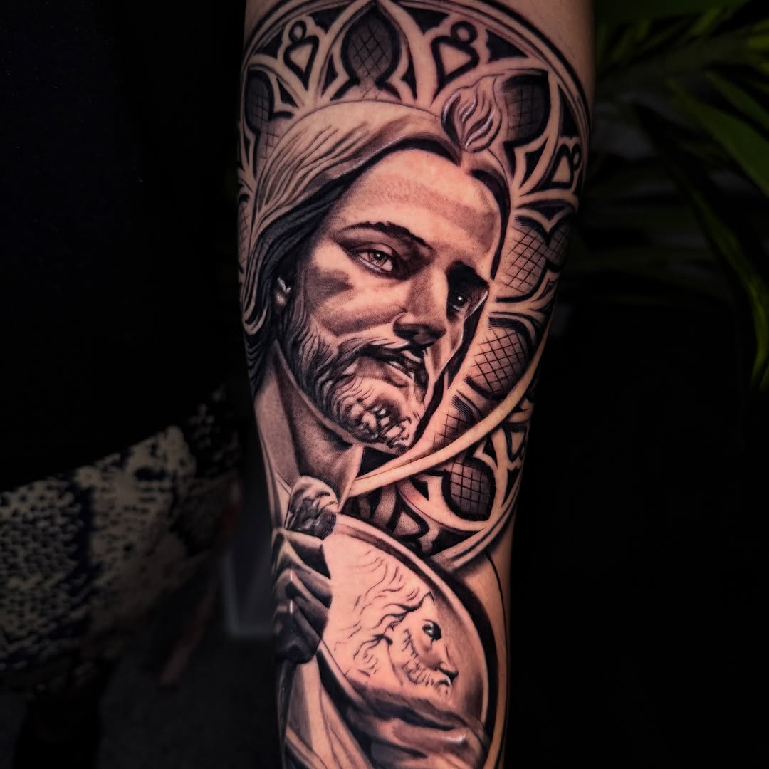 Tattoo by @tatts.x.hustler — realism, black_and_grey