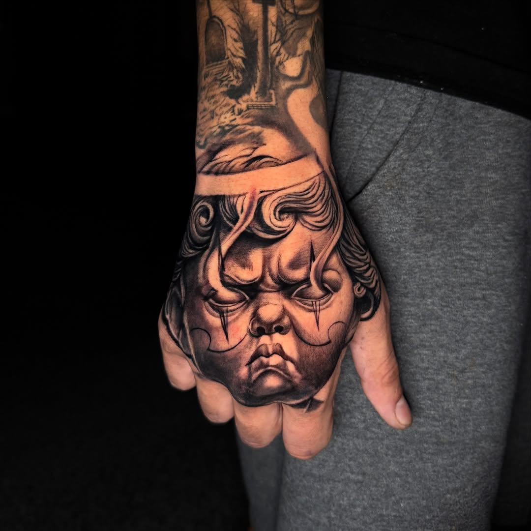 Tattoo by @tatts.x.hustler — realism, black_and_grey