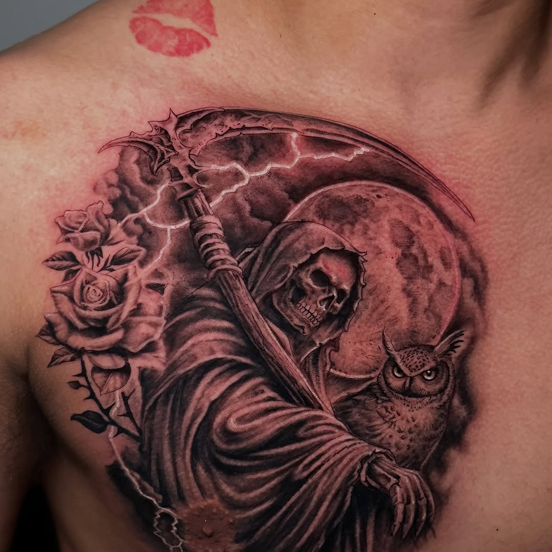 Tattoo by @tatts.x.hustler — realism, black_and_grey