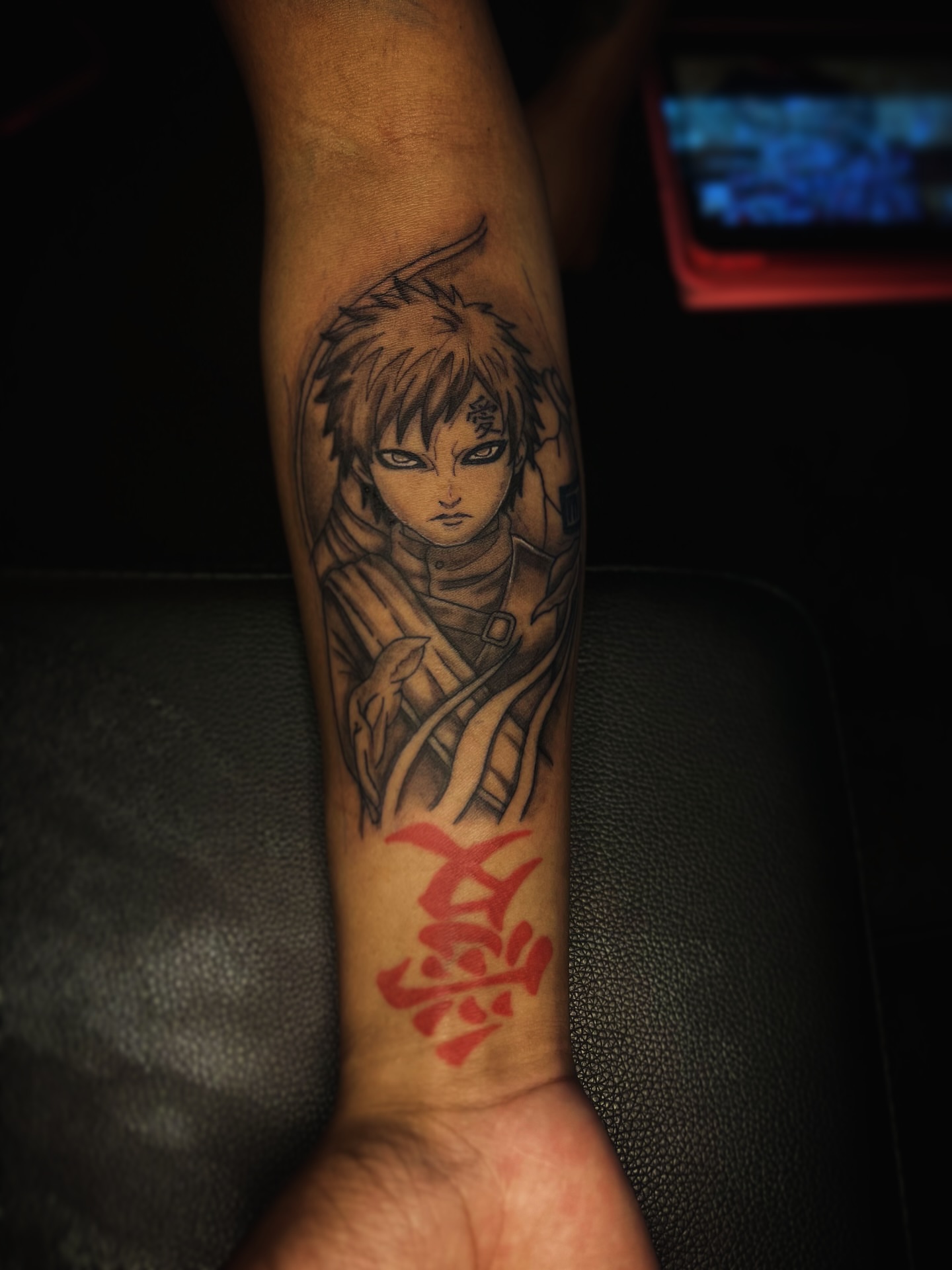 Anime character anime tattoo on the forearm by @tattsbyleek