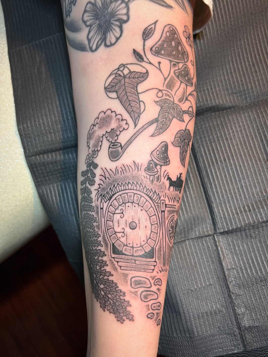 Tattoo by @straydoggiestyle — illustrative, black_and_grey