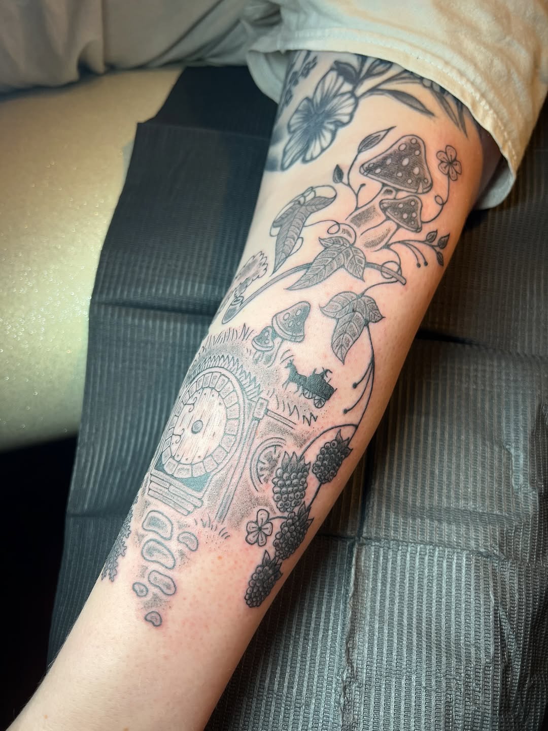Tattoo by @straydoggiestyle — illustrative, black_and_grey
