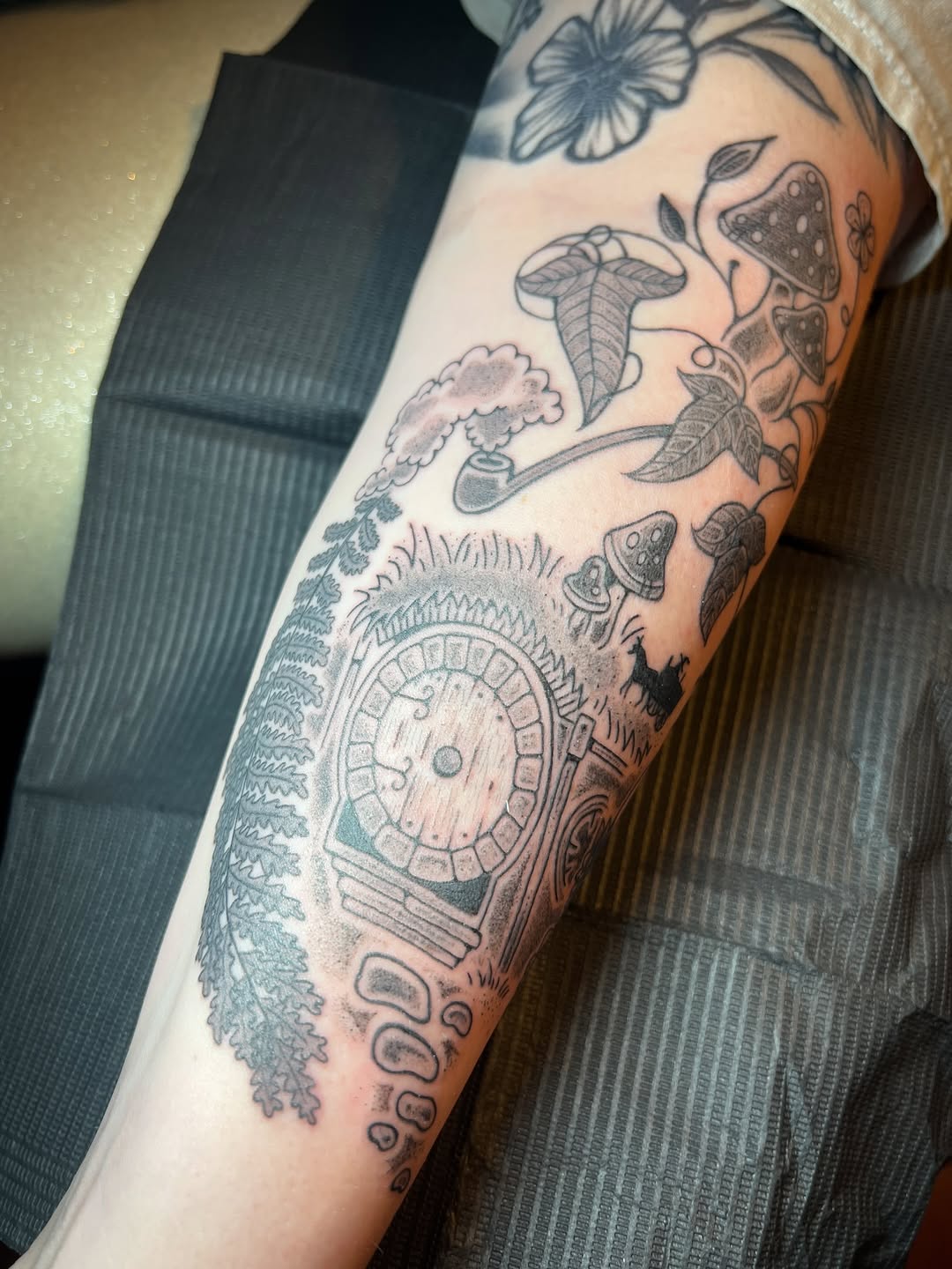 Tattoo by @straydoggiestyle — illustrative, black_and_grey