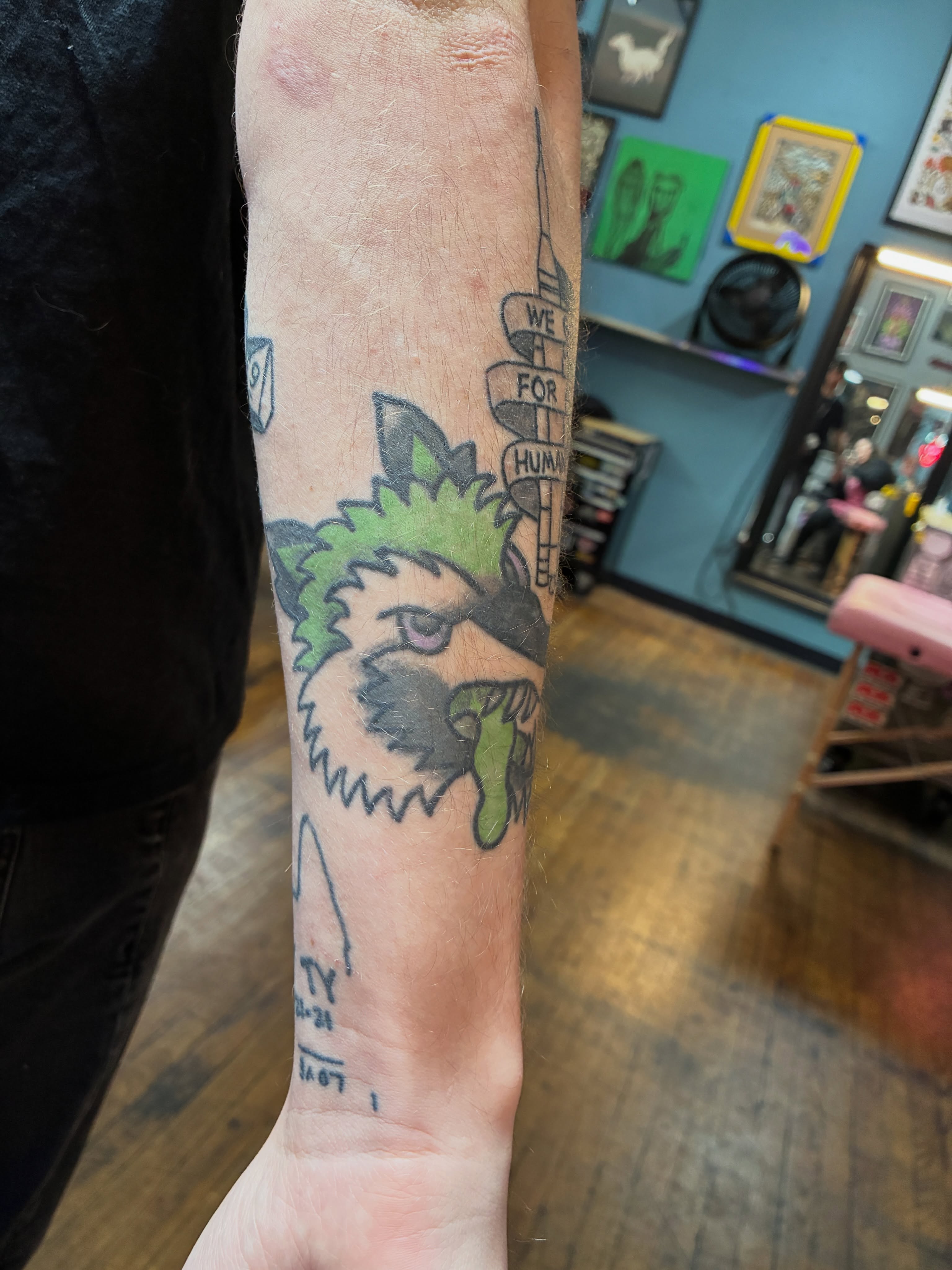 Badger American traditional tattoo on the forearm by Seattle Tattoo Artist