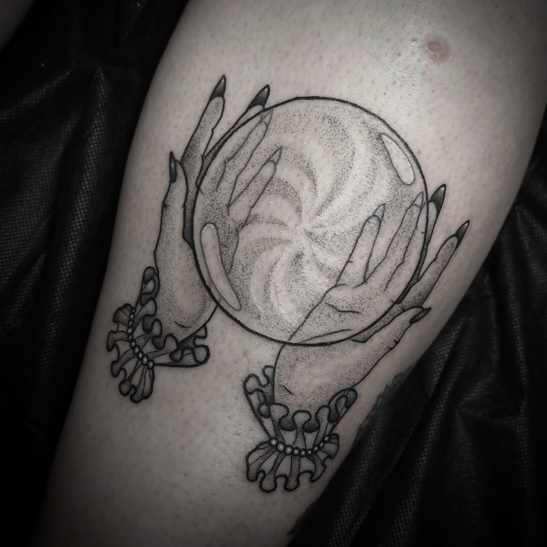 Tattoo by @venoctemtattoo — dotwork, black_and_grey