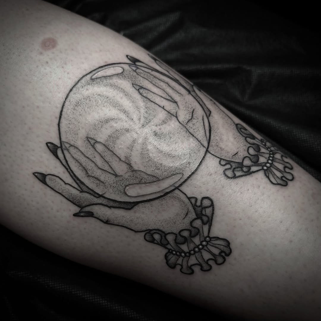 Tattoo by @venoctemtattoo — black_and_grey, dotwork