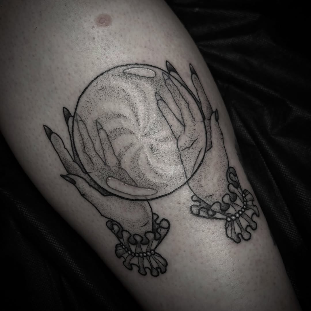 Tattoo by @venoctemtattoo — black_and_grey, dotwork