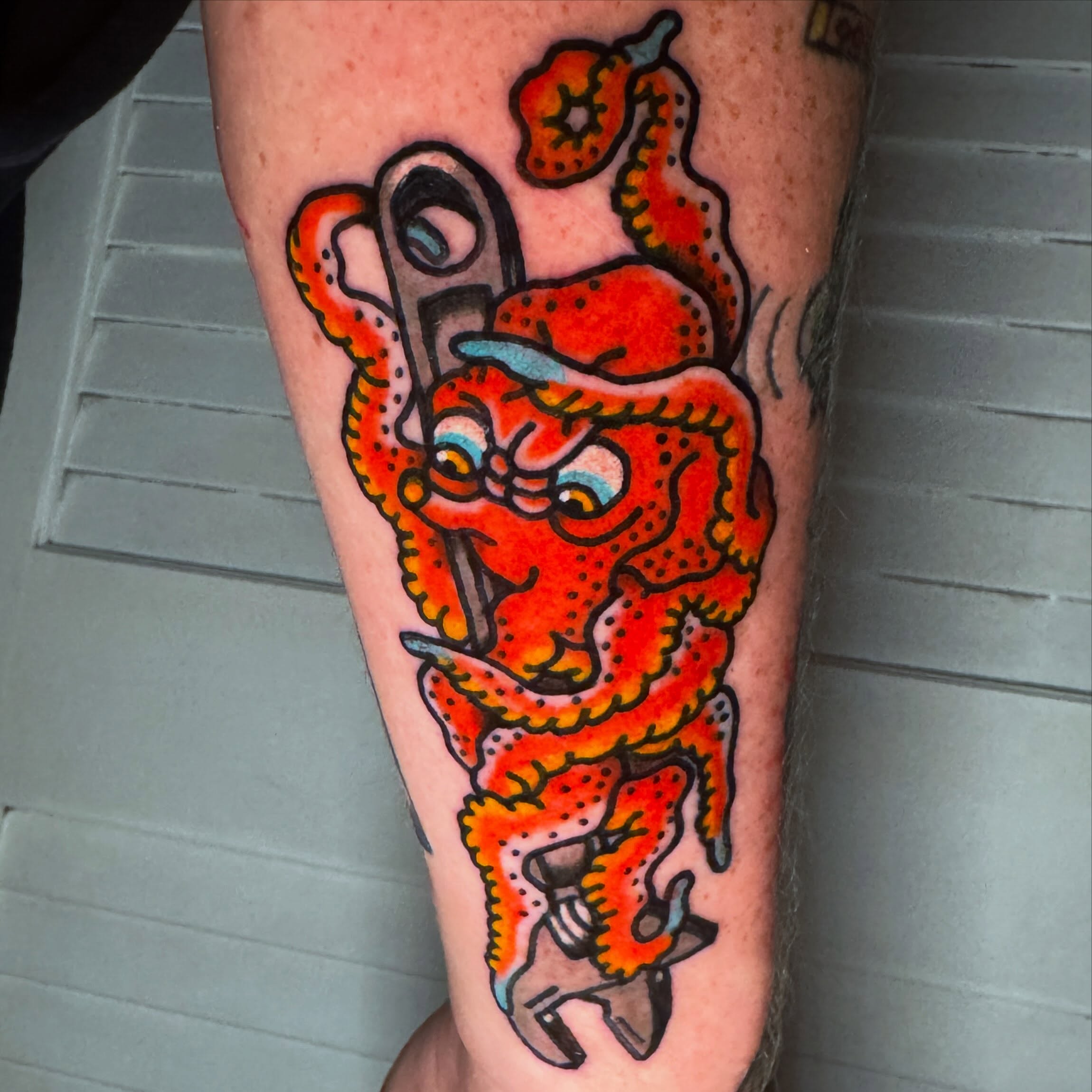 Octopus American traditional tattoo on the forearm by Harrison ♠️