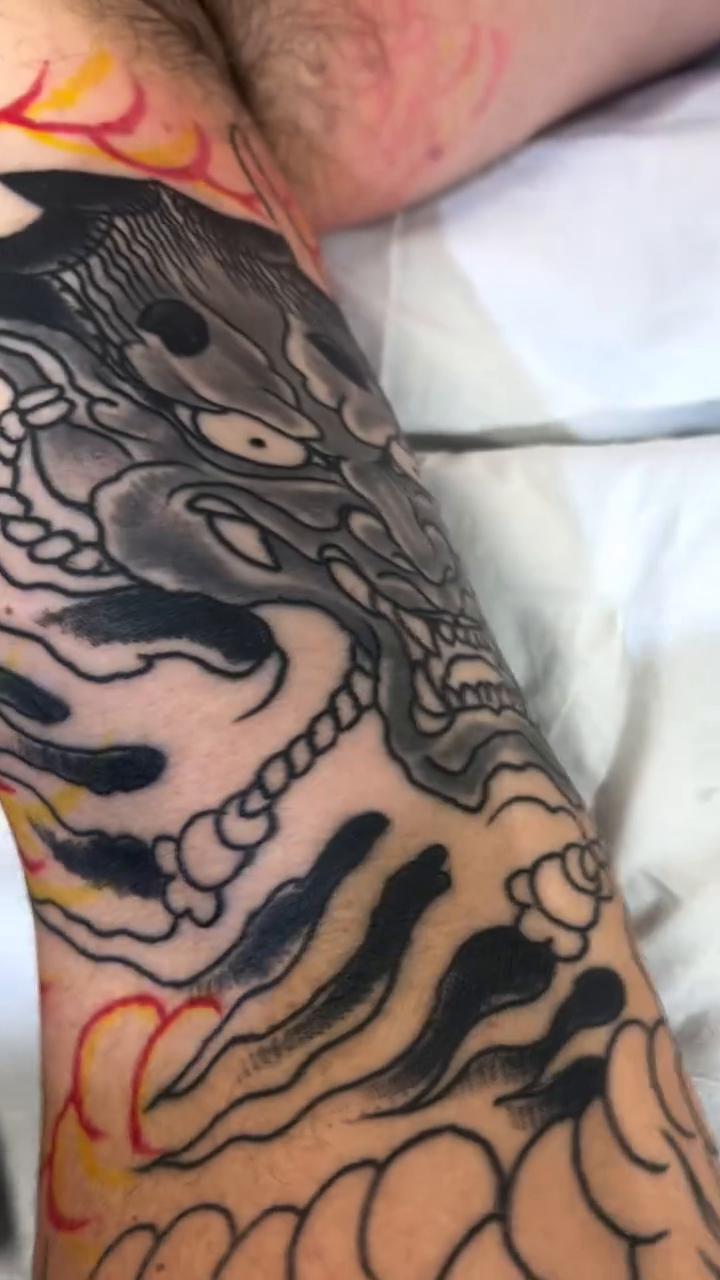 Tattoo by @jimrosal — japanese_irezumi, black_and_grey