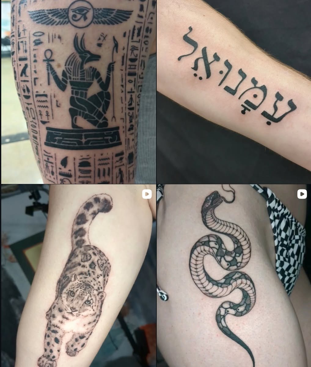 Ancient egyptian deity black and grey tattoo on the forearm by Seth Chitwood