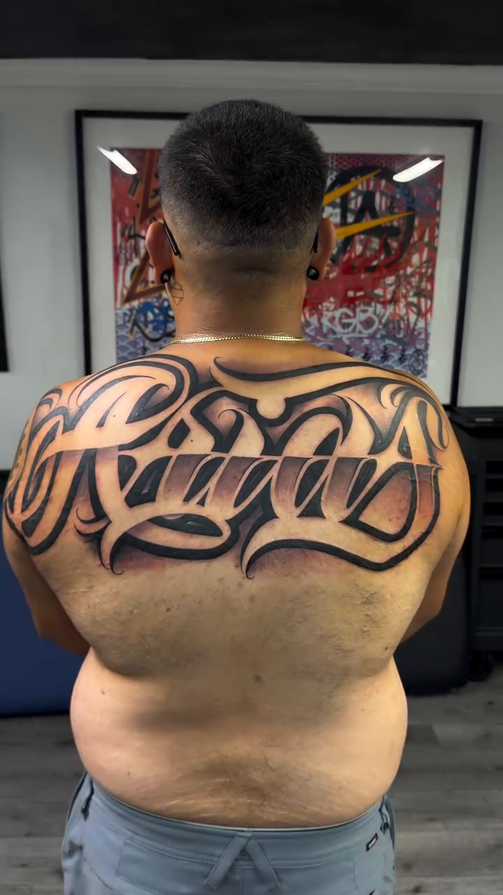 Tattoo by @rockyg_inkz — lettering_script, black_and_grey