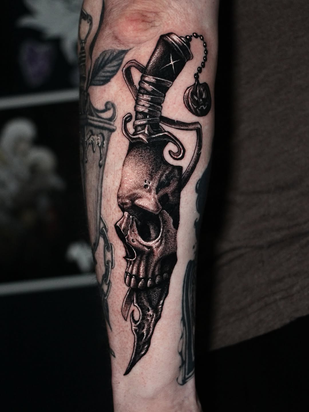 Tattoo by @h.black_ink — dark_realism, black_and_grey