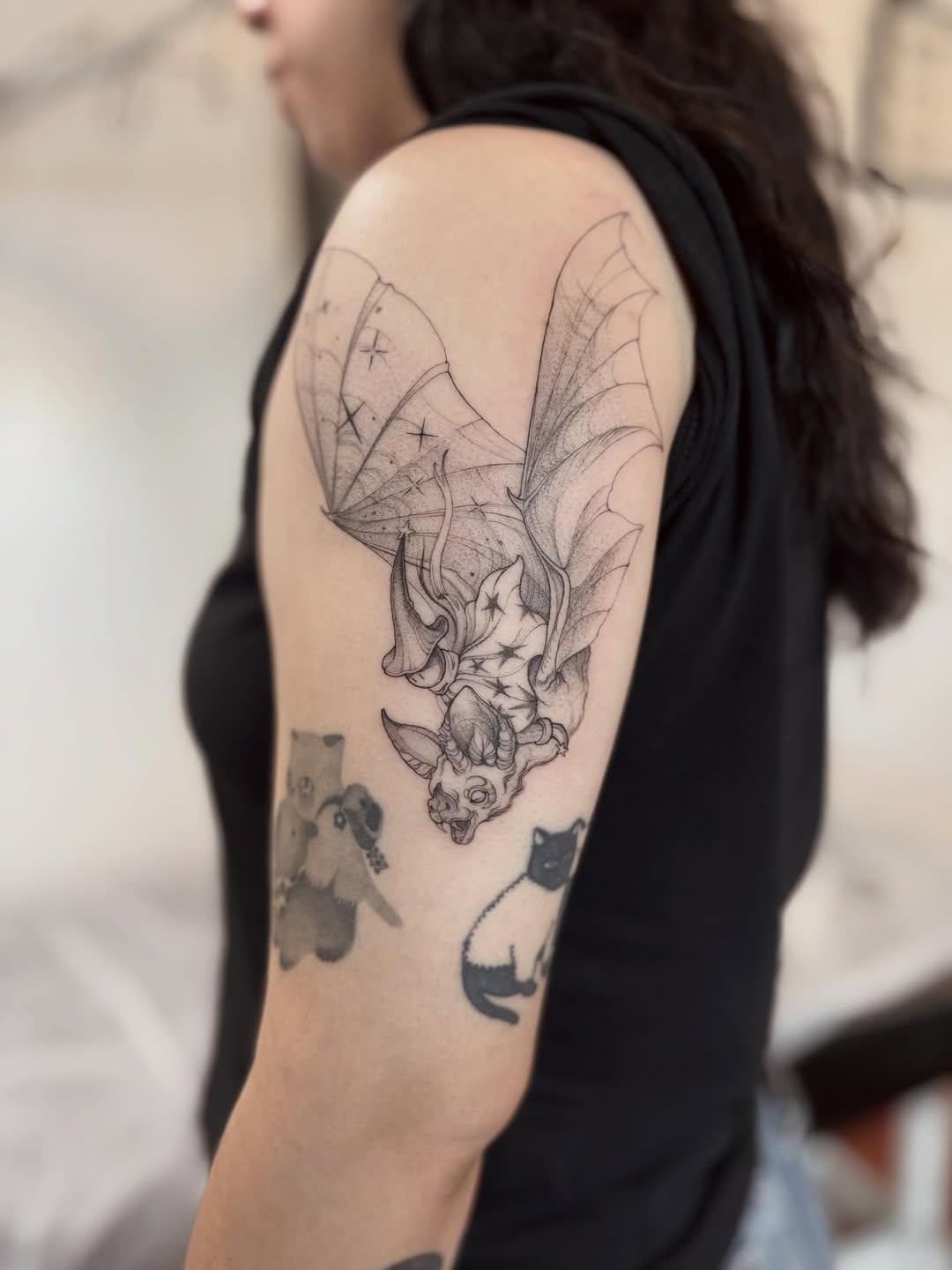 Tattoo by @vaprol — black_and_grey, illustrative