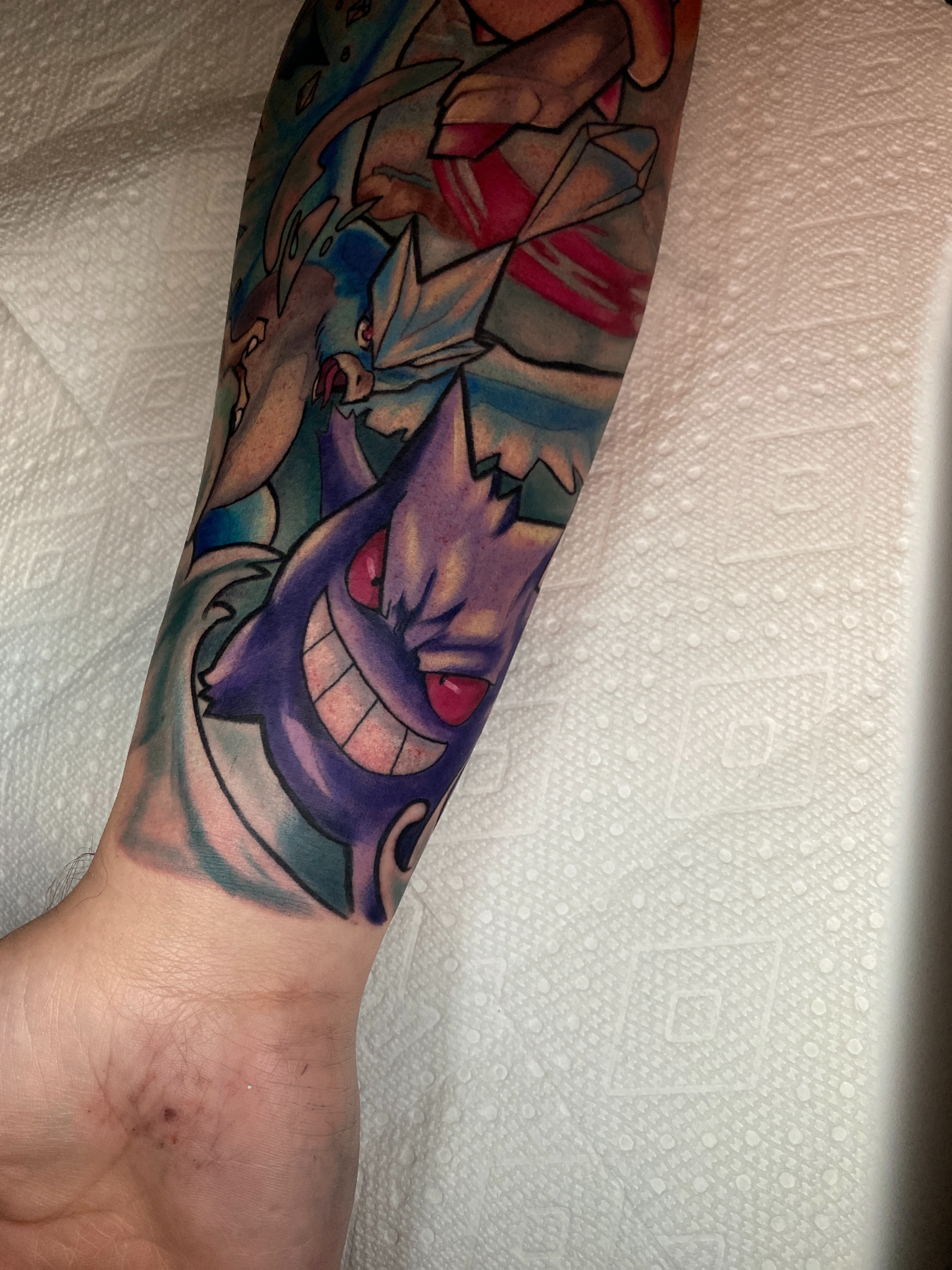 Anime character anime tattoo on the forearm by Kyle The Cartoon Guy