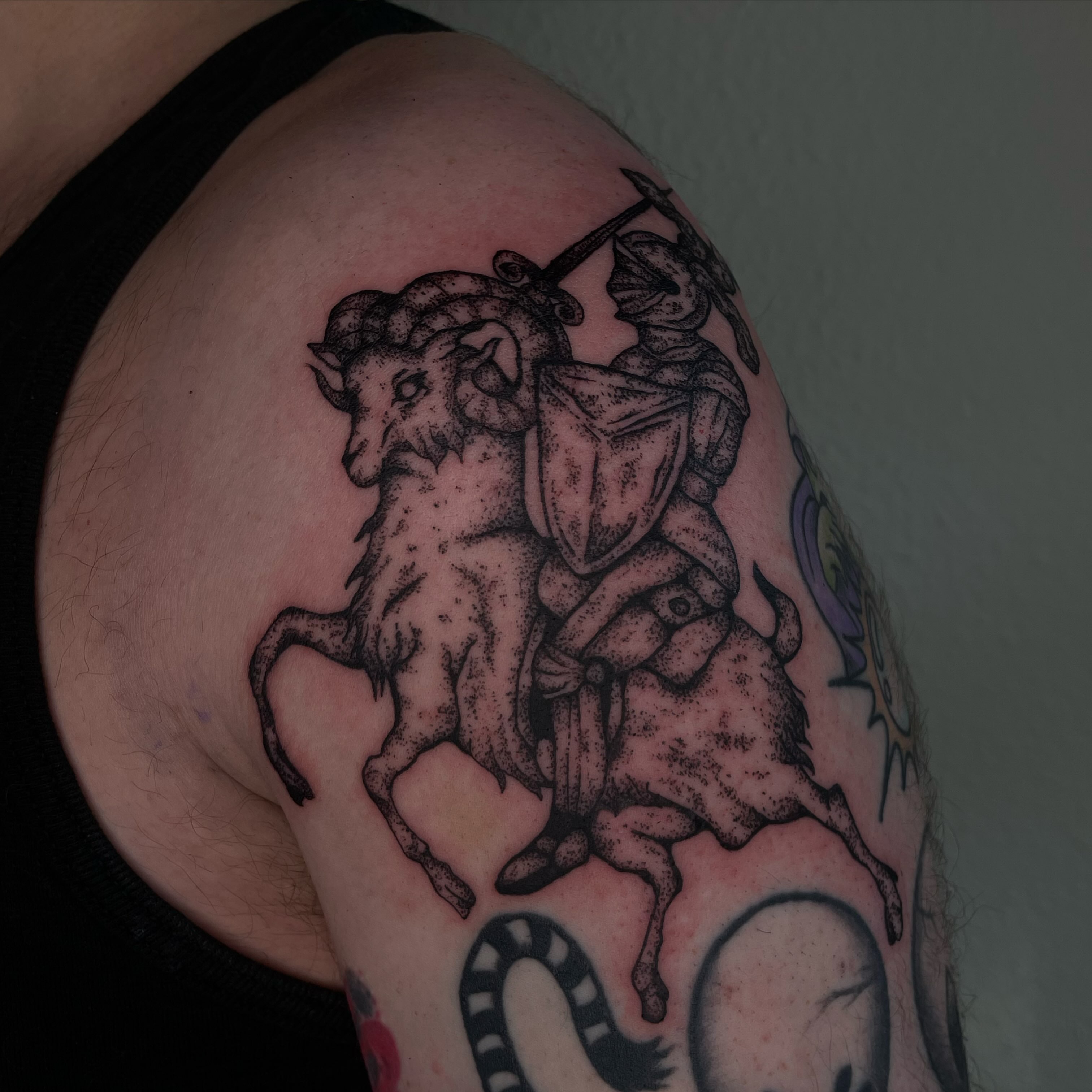 Tattoo by @trisaratoptattoos β dotwork, black_and_grey