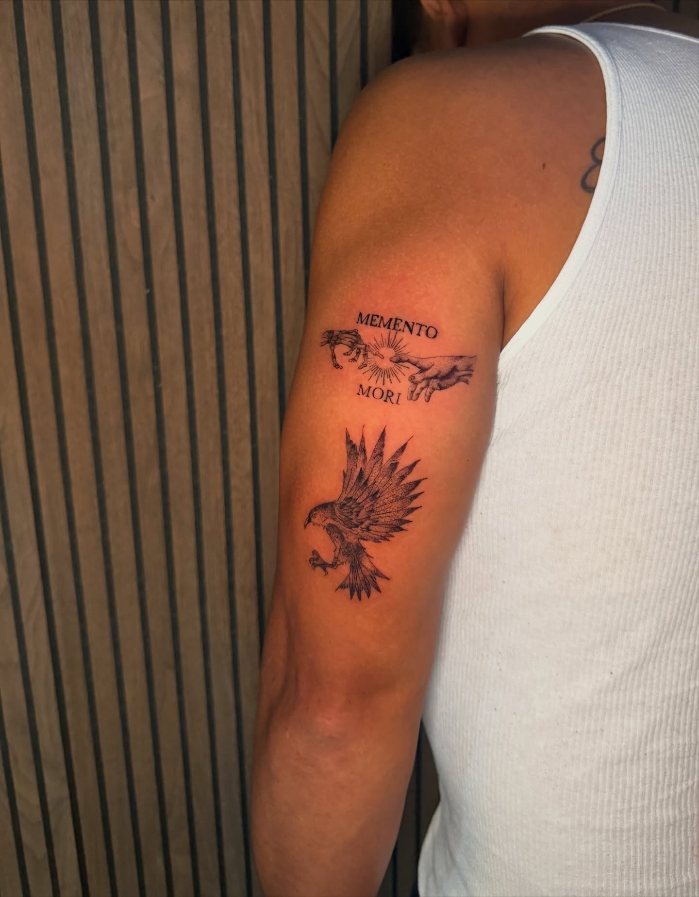 Eagle black and grey tattoo on the forearm by Sebastian martinez, Memphis, Tennessee
