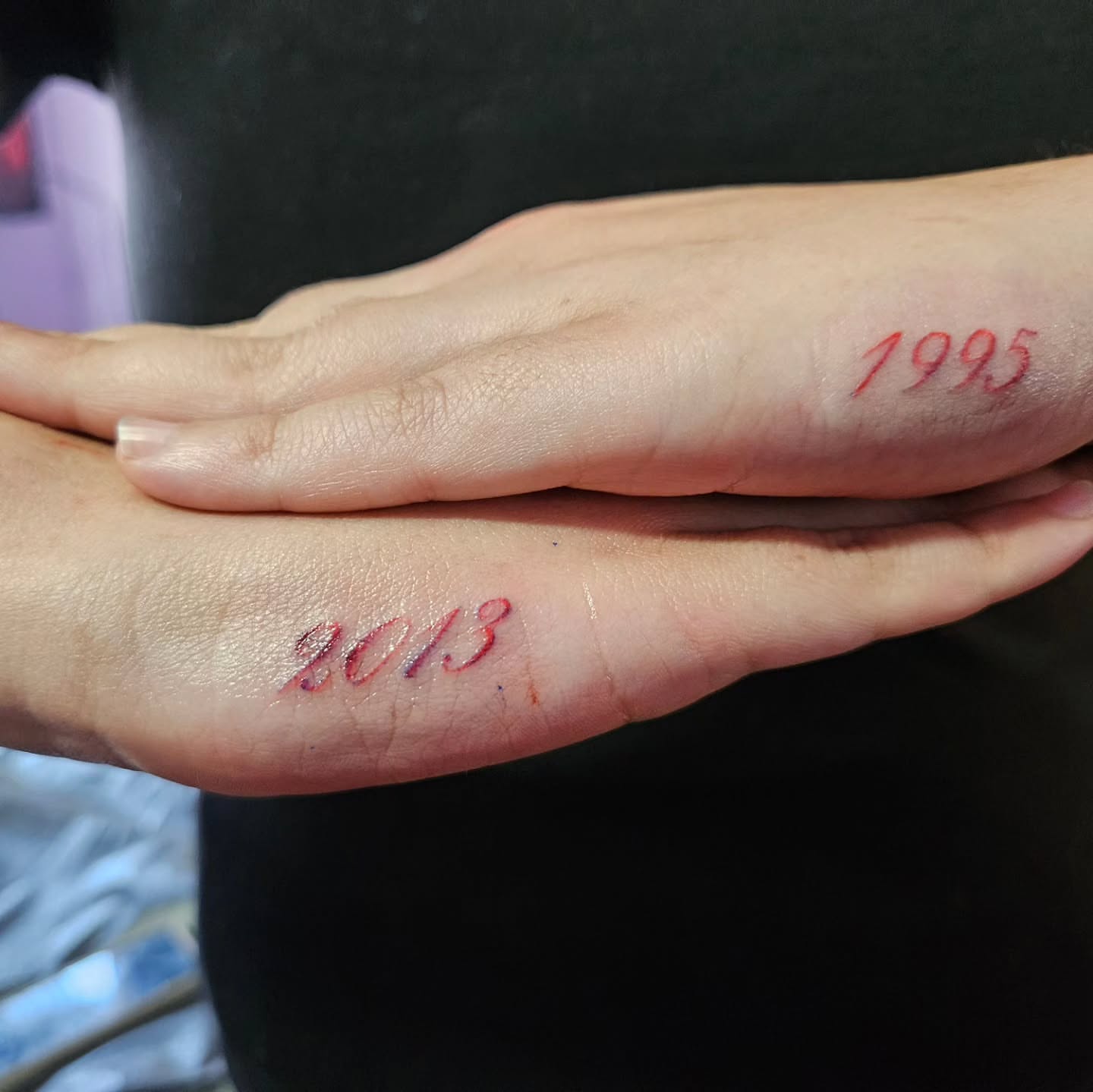 Numbers lettering script tattoo on the hand by Mischief π€