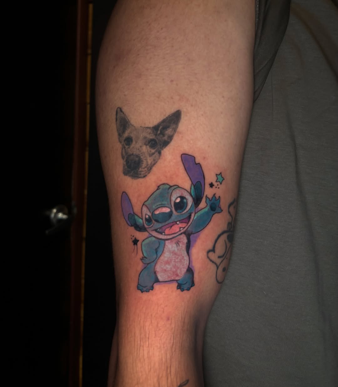 Stitch and dog new school tattoo on the forearm by ๐ฎ๐๐๐๐๐๐ ๐ฝ๐๐ โ