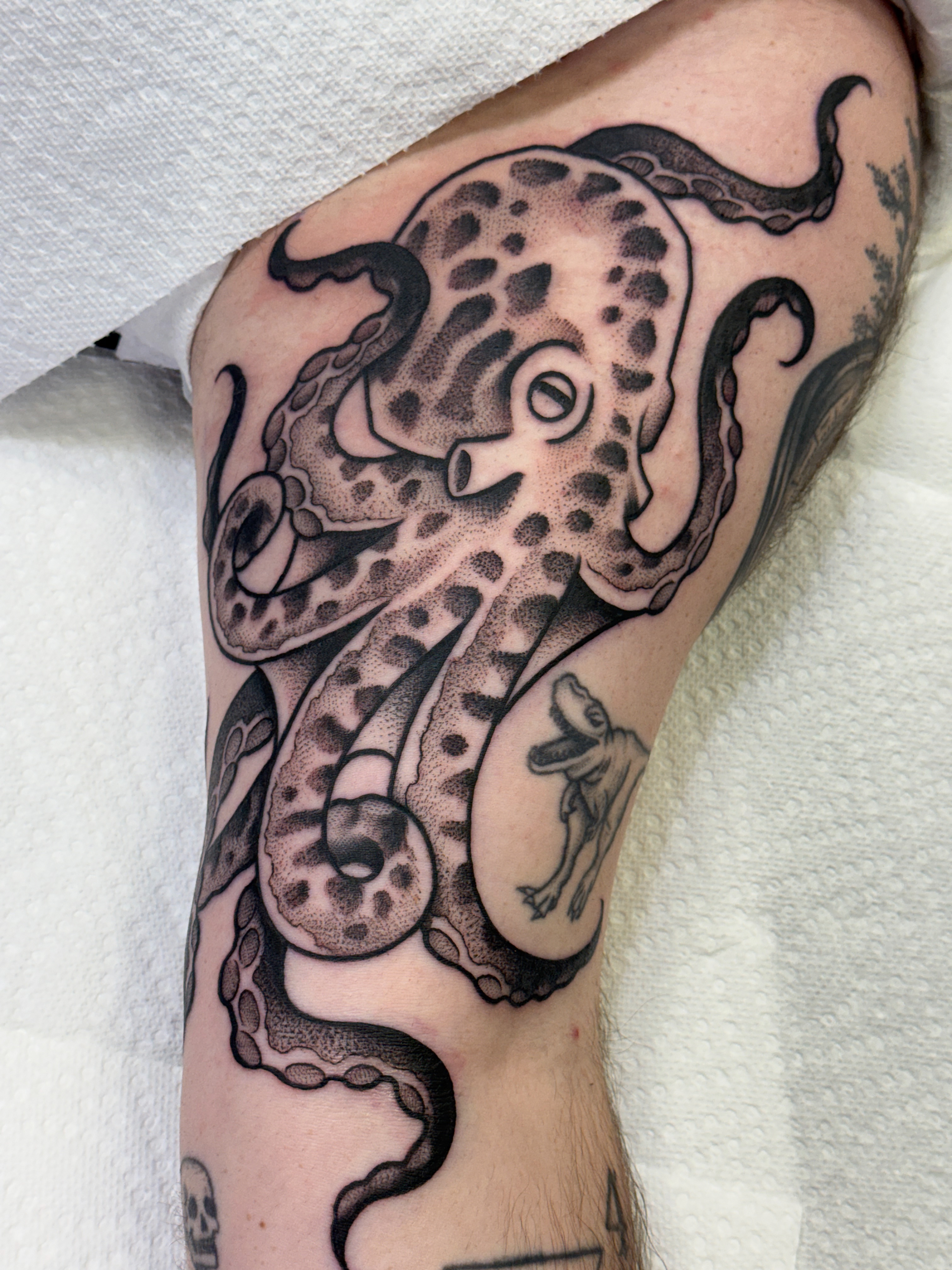Octopus dotwork tattoo on the forearm by jenna clark🎨