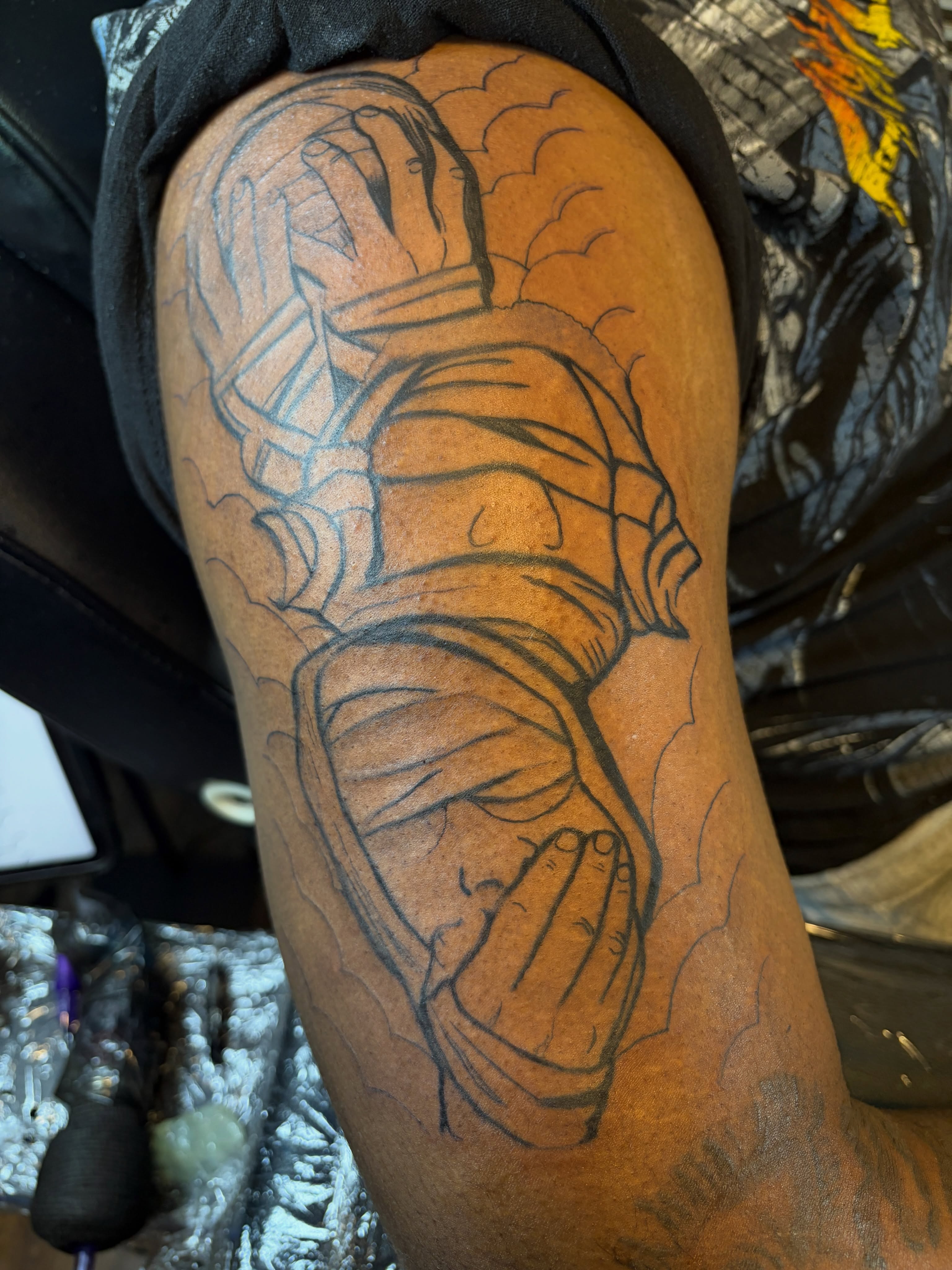 Mummy black and grey tattoo on the thigh by Khemar InspiredByLife 🇯🇲