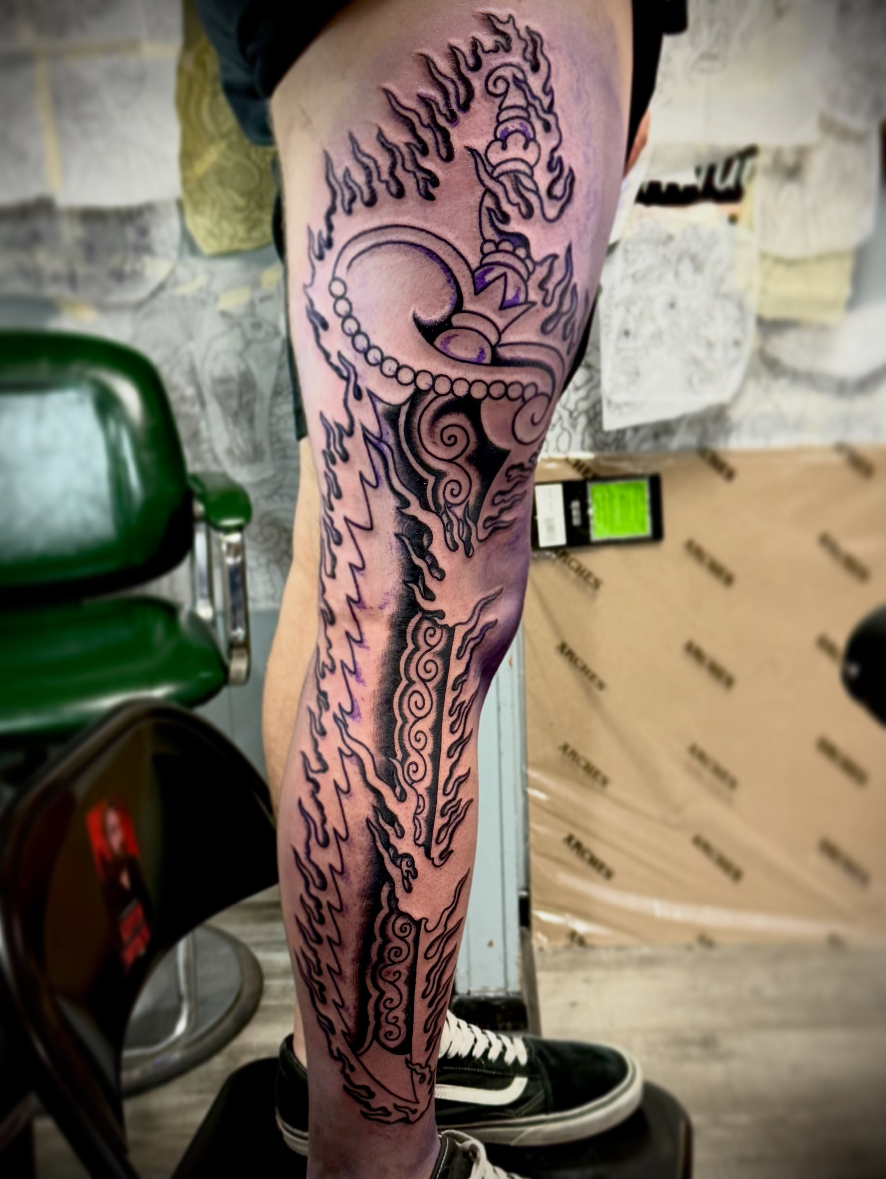 Octopus neo-traditional tattoo on the calf by KevinBetsch