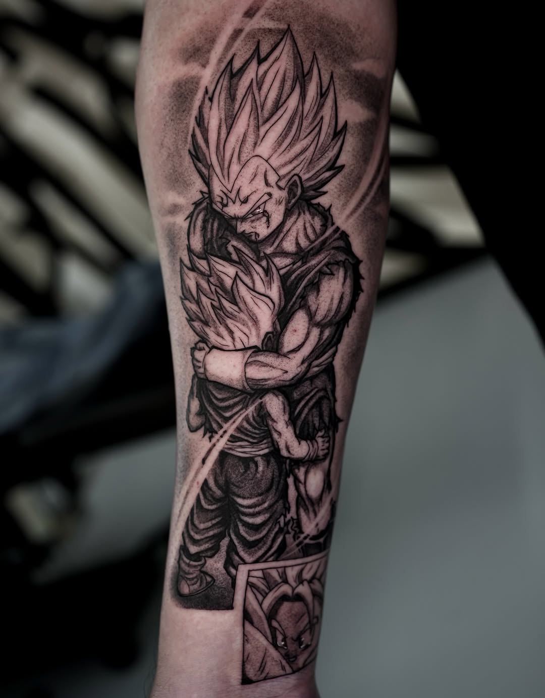 Tattoo by @cante_ink_ — anime, black_and_grey