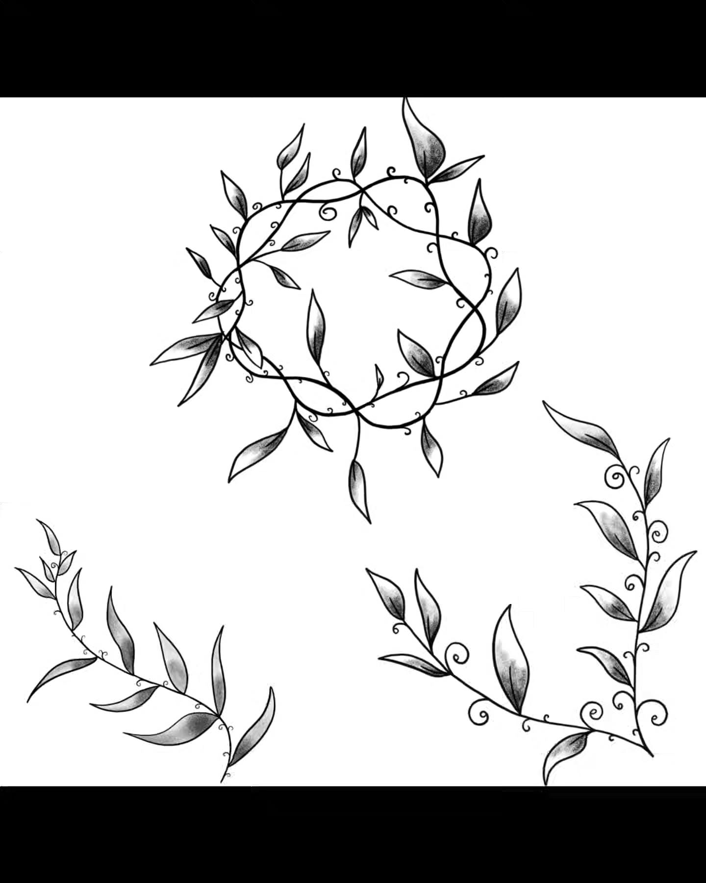 Vine wreath black and grey tattoo by Bee