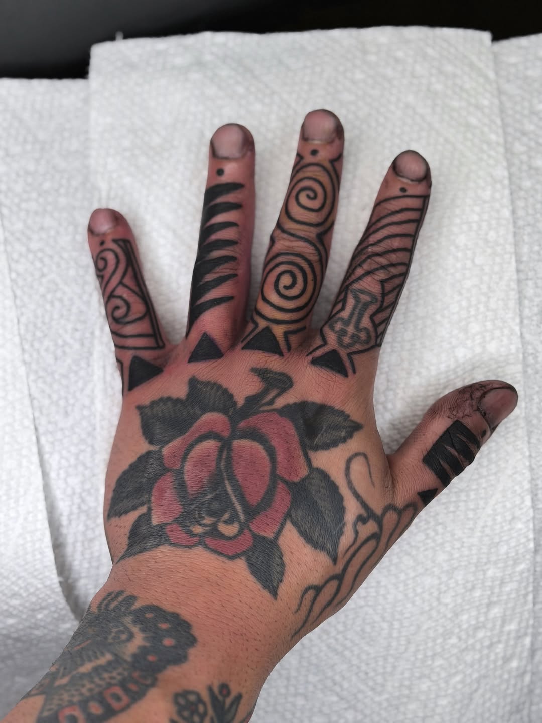 Tattoo by @under_handed — american_traditional, blackwork